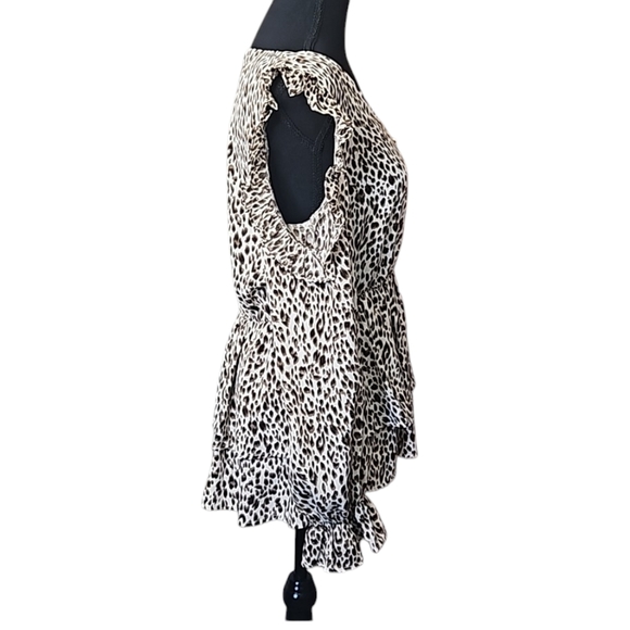 Oddi Women's Cold Shoulder Animal Print Long Sleeve Ruffles Blouse Size Large - Picture 4 of 16